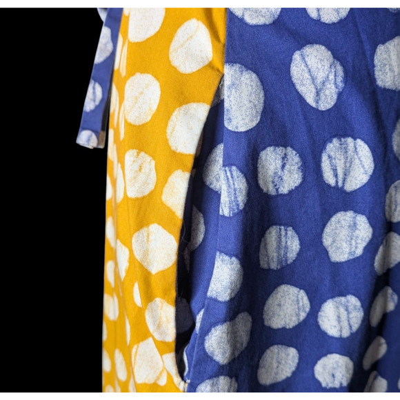 Busayo Collective Colorblock Shirt Dress Size 4 Polka Dot Maxi 100% Cotton - Picture 7 of 7